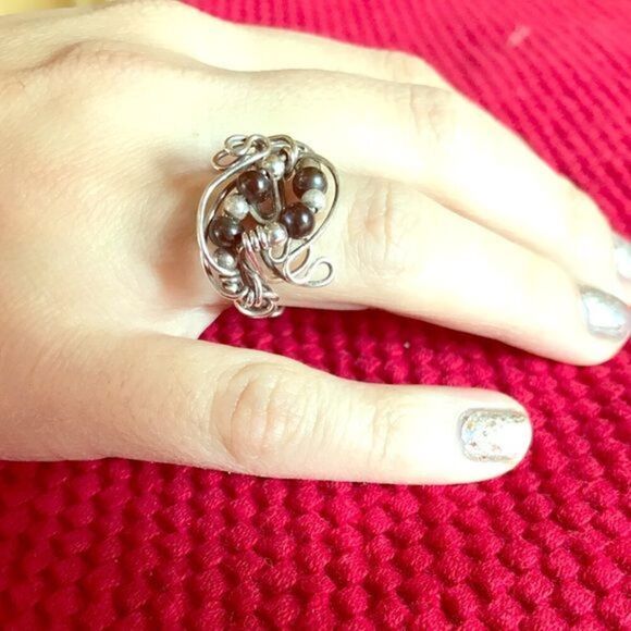 Jewelry - Silver & Pearl Wire Wrapped Ring